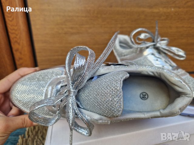 Дамски сиви кецове, снимка 6 - Дамски боти - 42387450