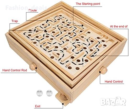 Нова Дървена образователна играчка лабиринт с две топки/ Възрастни деца/Подарък, снимка 2 - Образователни игри - 41540992