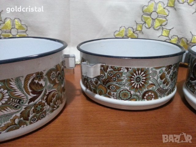 Емайлиран съд шарка кашмир , снимка 2 - Антикварни и старинни предмети - 41846535