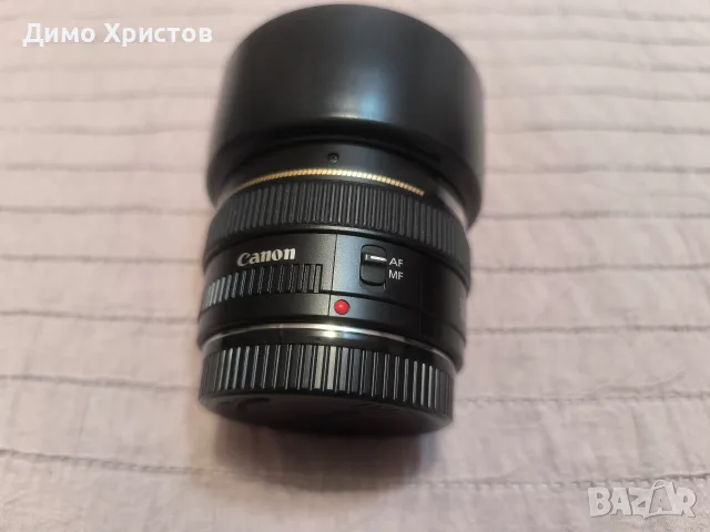 Продавам обектив Canon EF 50mm f/1.4 USM + сенник, капачки и UV филтър, снимка 7 - Обективи и филтри - 56005148