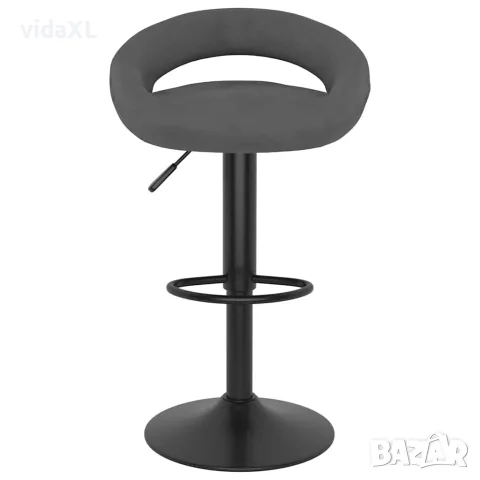 vidaXL Бар табуретки, 2 бр, тъмносиви, кадифе, снимка 4 - Столове - 56146989