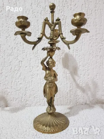 Комплект от два масивни бронзови свещника - свещник, снимка 2 - Антикварни и старинни предмети - 47861866