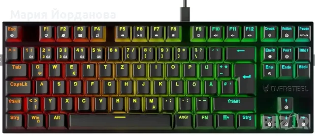 Геймърска механична клавиатура Oversteel KOVAR, TKL, Outemu Red switch, RGB, FE Layout, Черна