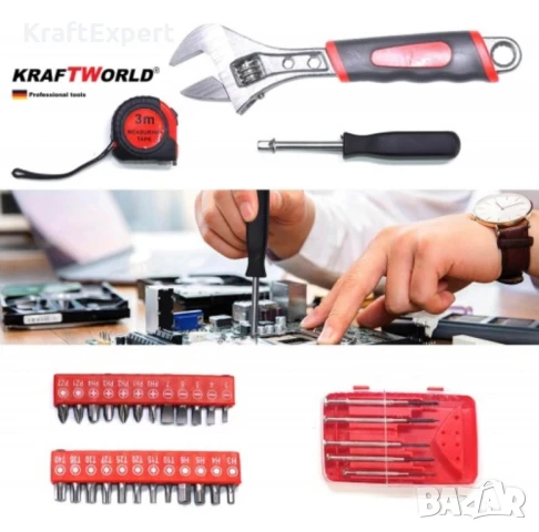 Куфар с инструменти 499 части KraftWorld – тресчотка, ключове, отвертки, клещи, снимка 5 - Куфари с инструменти - 50474059