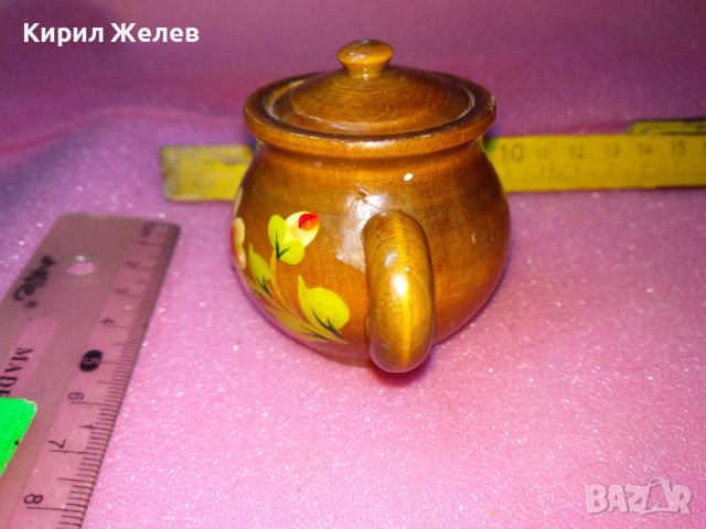 МИНИАТЮРНО ДЕКОРАТИВНО РЪЧНО РИСУВАНО ДЪРВЕНО ЧАЙНИЧЕ За КОЛЕКЦИЯ ИНТЕРИОР 42866, снимка 4 - Декорация за дома - 44301133