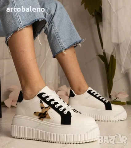 Дамски ниски кецове, украсени с брокат и звезда Taleda, 2цвята , снимка 8 - Кецове - 49556404