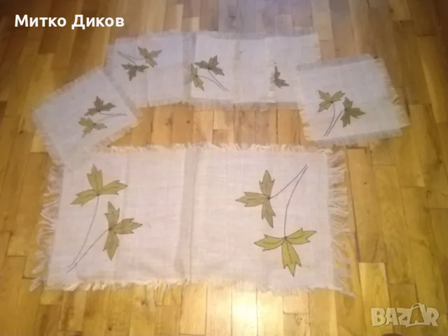 Тишлайфери покривки кърпи за маса за прибори от лен 6 бр. 23х23см и 1бр.72х33см нови