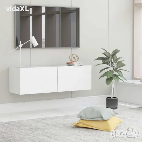 vidaXL ТВ шкаф, бял, 100x30x30 см, инженерно дърво, снимка 2 - Шкафове - 56147761