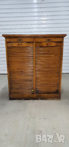 Ролетен шкаф кантонерка двоен,античен,винтидж(Tambour door®).