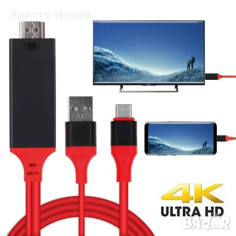 HDMI кабел за телевизор към телефон type c, снимка 2 - Кабели и адаптери - 56307871