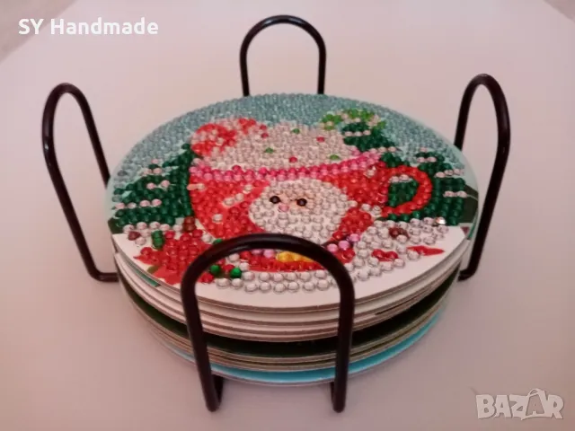 Сет диамантени подложки за чаши - 8бр, снимка 11 - Декорация за дома - 47902075