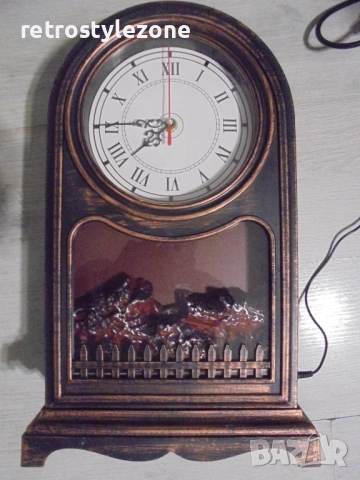 № 8288 Настолен часовник с LED камина   , снимка 2 - Други ценни предмети - 51926279