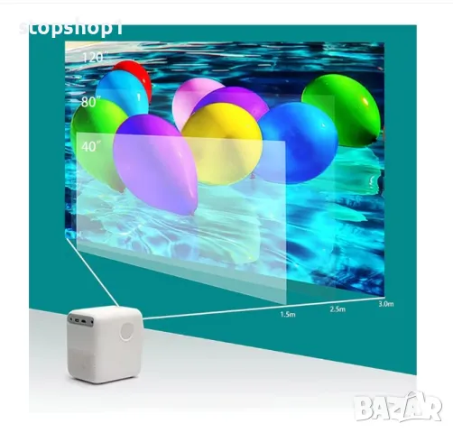 Видеопроектор Xiaomi, Wanbo T2 Max Android 9.0, Преносим, LED, 1080P, WIFI, Бял, снимка 5 - Плейъри, домашно кино, прожектори - 50431522