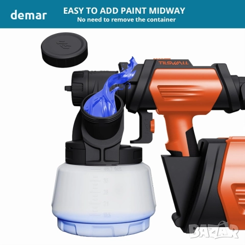 Пистолет за боядисване Tilswall Shark 800 HVLP, електрически с контейнер 1300 мл, 4 дюзи, 3 режима, снимка 2 - Други инструменти - 52535008
