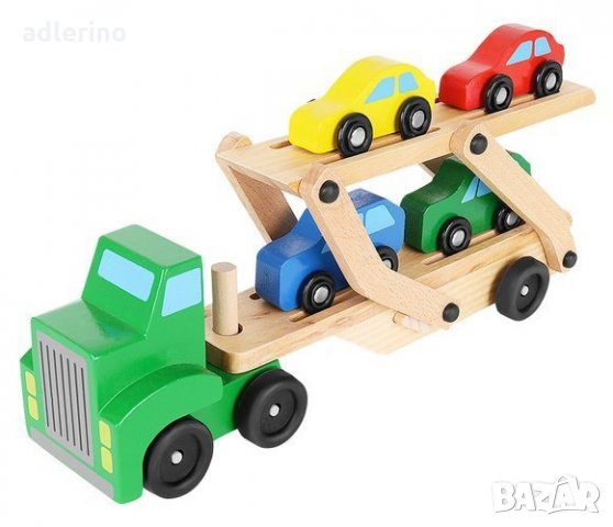 Детска игра Автовоз, дърво с 4 коли, разглобяем, супер подарък, авто  платформа в Коли, камиони, мотори, писти в гр. Айтос - ID34395417 — Bazar.bg