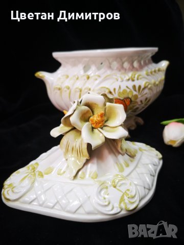 Made in Italy, винтидж порцеланова бонбонера, ръчно изработена , снимка 10 - Декорация за дома - 41745078