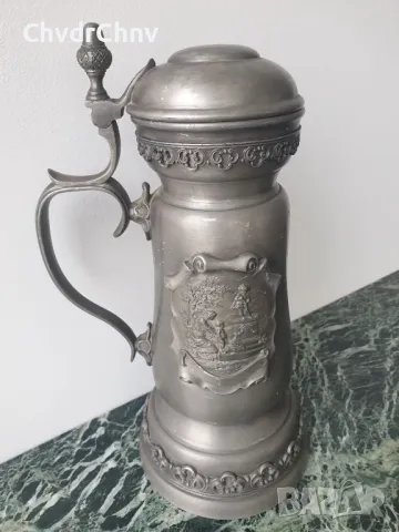 Metalars Peltro 31см/стара МЕТАЛАРС голяма италианска халба за бира/калаена чаша с капак