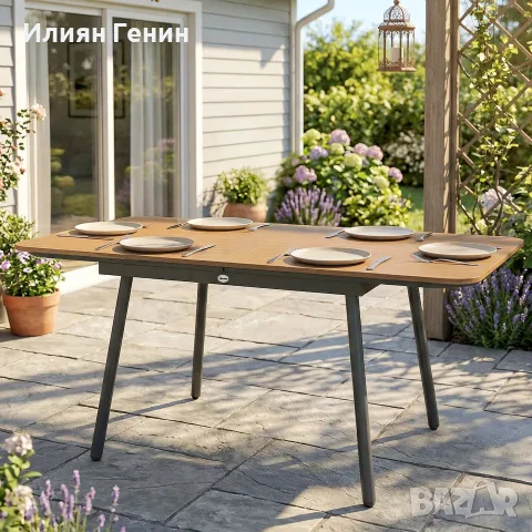 Градинска маса Outsunny 140 x 80 см , снимка 3 - Градински мебели, декорация  - 56302833