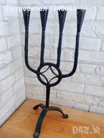 Стар свещник от ковано желязо среден, снимка 6 - Други ценни предмети - 53207781