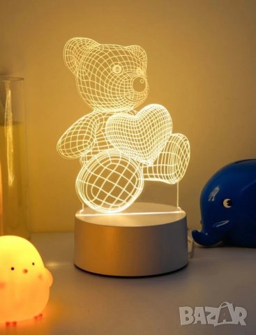 Лед нощна лампа мече със сърце за подарък , снимка 5 - Други - 41755283