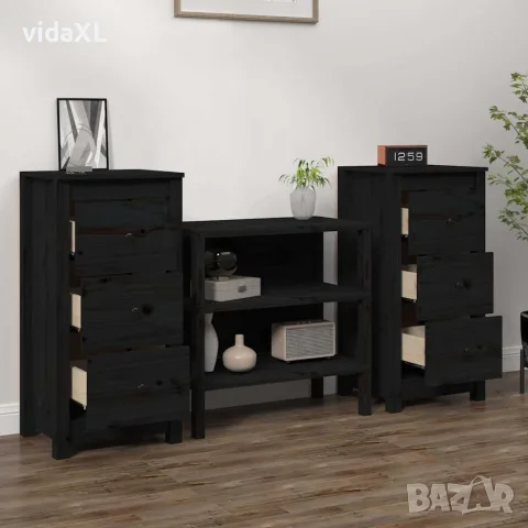vidaXL Сайдборди, 2 бр, черни, 40x35x80 см, бор масив, снимка 3 - Бюфети - 56147965