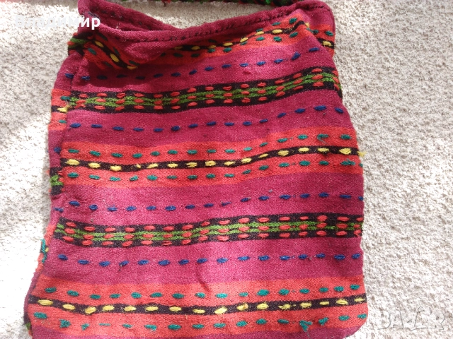 Автентични български фолклорни вещи: битови торбички, люлка/цедилка и черга/пътека, снимка 6 - Антикварни и старинни предмети - 52211375