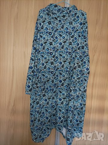 Макси флорална, памучна, асиметрична рокля, снимка 1 - Рокли - 40559637