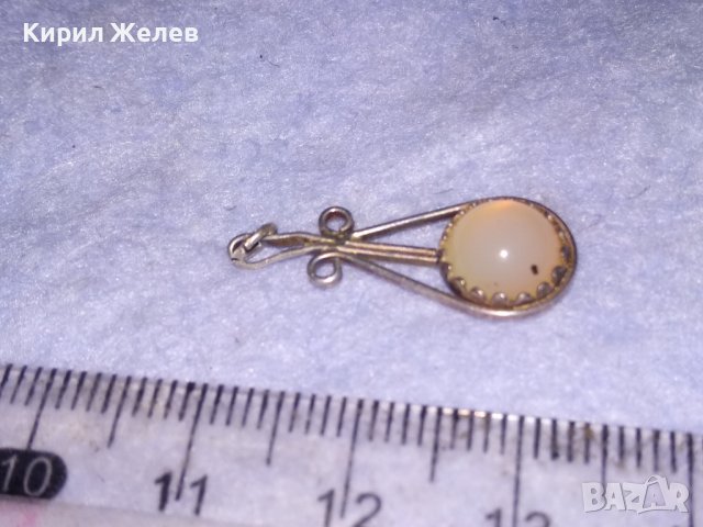 СТАР СРЕБЪРЕН ПЕНДАНТ ВИСОКА ПРОБА СРЕБРО РЪЧНА АЖУРНА РАБОТА с ШЛИФОВАН ПОЛУСКЪПОЦЕНЕН КАМЪК 38606, снимка 10 - Антикварни и старинни предмети - 41638437