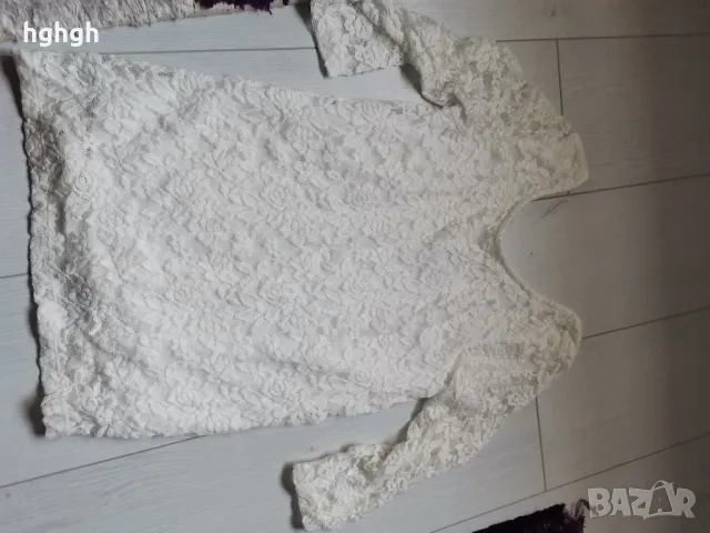 Бяла дантелена блузка, снимка 2 - Блузи с дълъг ръкав и пуловери - 47332959