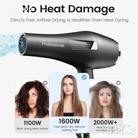 ЧИСТО НОВ Faszin професионален йонен сешоар - 2400W с технология Triple-L Plus, 4 аксесоара - черен, снимка 2 - Сешоари - 50555735