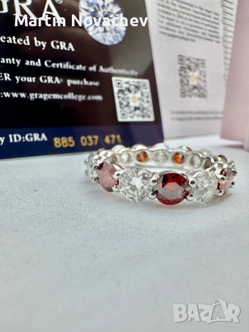 Сребърен пръстен с мойсанит (Диамант) 7.5 карата, снимка 5 - Пръстени - 53775863