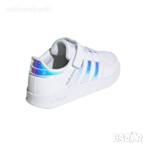 НАМАЛЕНИЕ!!!Детски спортни обувки ADIDAS BREAKNET Бяло с хамелеонови ленти №28, снимка 3 - Детски маратонки - 33983308