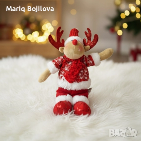 Плюшена коледна фигура Елен Рудолф – уют и празнично настроение у дома. 2 Варианта, снимка 2 - Други - 52119234