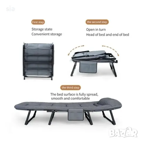 Походно легло, Сгъваемо къмпинг легло, 190*66см, 8 кг, снимка 3 - Надуваеми легла - 27368917