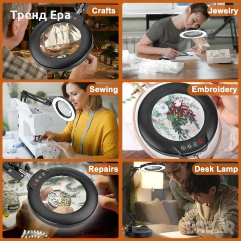 LED настолна лампа с лупа, снимка 3 - Настолни лампи - 50479881