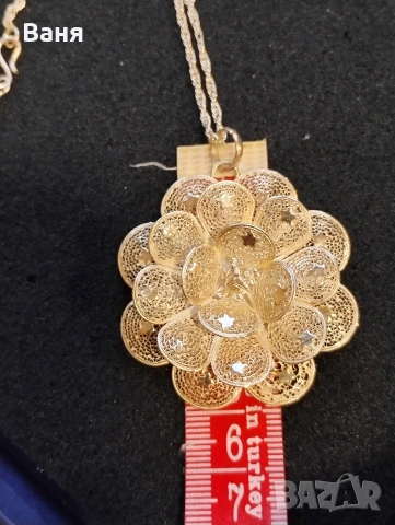 сребърно колие цвете, снимка 3 - Колиета, медальони, синджири - 53212932