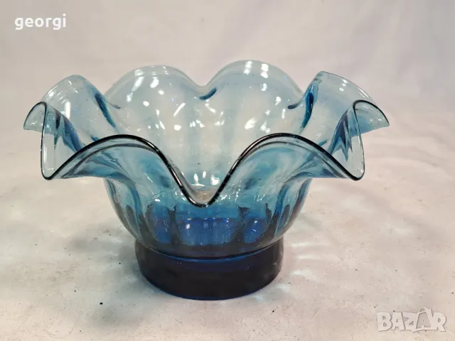стъклена фруктиера арт синьо стъкло 19/5
