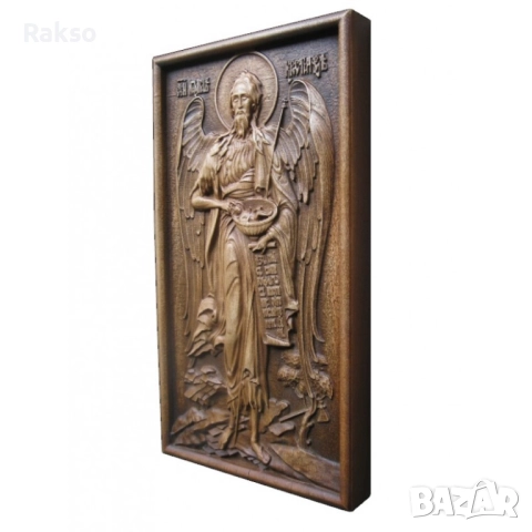 Дърворезба Икона Иоан Кръстител, снимка 7 - Икони - 52534065