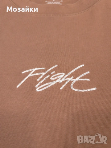 Мъжка кафява тениска с дълъг ръкав Jordan Flight с лого - размер M, снимка 3 - Тениски - 53595604