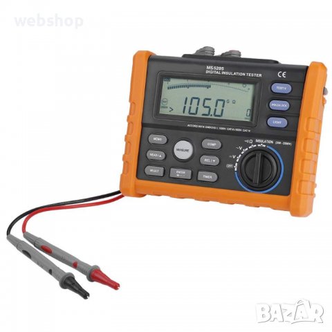 Тестер Peakmeter MS5205, зумер, съпротивление на изолация, 100Gohm, VAC, VDC, снимка 6 - Други инструменти - 39082849