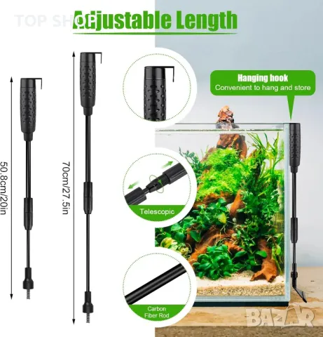 Комплект за почистване на аквариум AQQA, 6 в 1 с дълга телескопична дръжка, снимка 6 - Оборудване за аквариуми - 49437220