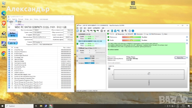 SSD WD SN730 512GB PCIe 3.0 x4, NVMe 1.3, TLC NAND, на 38 дни работа, снимка 3 - Твърди дискове - 52692251