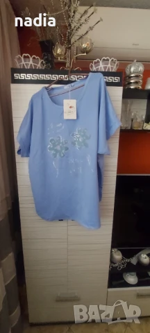 Светло синя блуза за едри дами