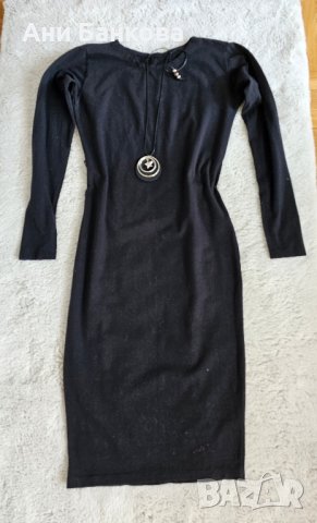 Черна рокля С, снимка 2 - Рокли - 31102392