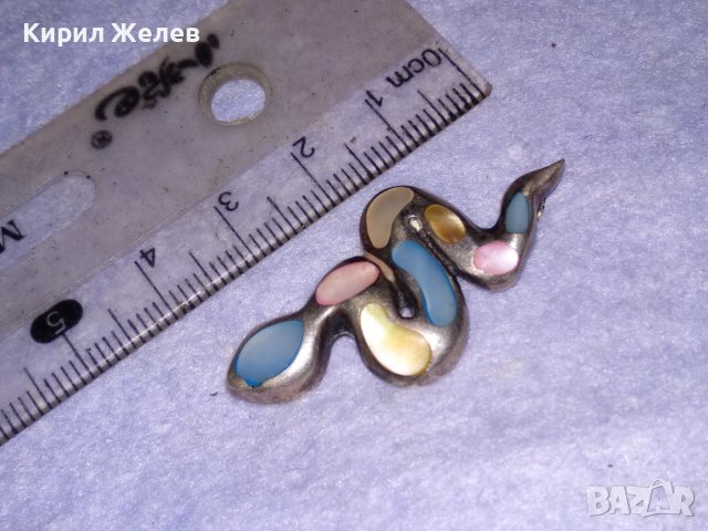 ЗМИЕВИДЕН СРЕБЪРЕН АРТ ПЕНДАНТ МЕДАЛЬОН СРЕБРО 925 ИНКРУСТИРАН с РАЗНОЦВЕТЕН КРАЛСКИ СЕДЕФ 38704, снимка 15 - Колиета, медальони, синджири - 41741621