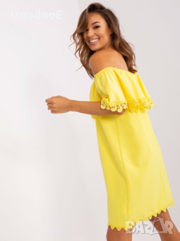 XL НОВА Жълта испанска рокля с жабо, снимка 3 - Рокли - 41902629