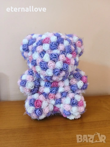 Страхотен подарък за любим човек - Мече от розички, снимка 3 - Изкуствени цветя - 53107804
