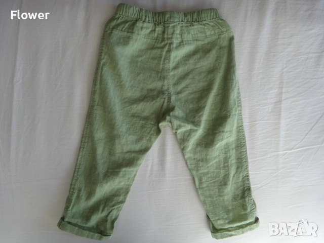 HM Бебешки/Детски зелен панталон от ленена смес, размер 92, снимка 2 - Панталони и долнища за бебе - 52948376