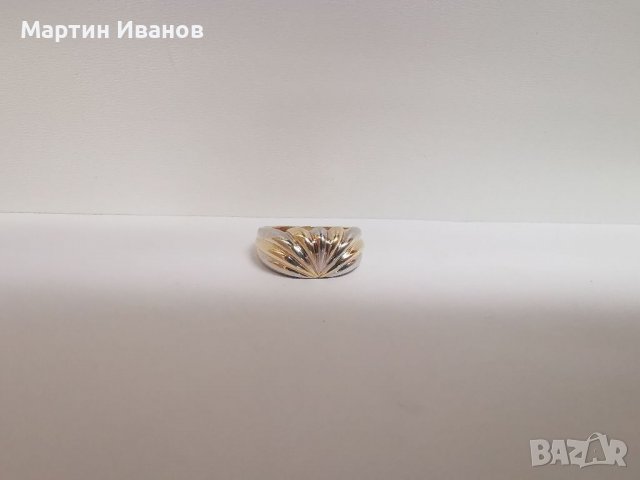 Златен пръстен бяло и жълто комбинация 1, снимка 6 - Пръстени - 39127559