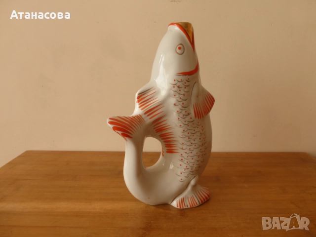 Украинска порцеланова кана бутилка за алкохол Риба 1980 г, снимка 3 - Аксесоари за кухня - 52099024